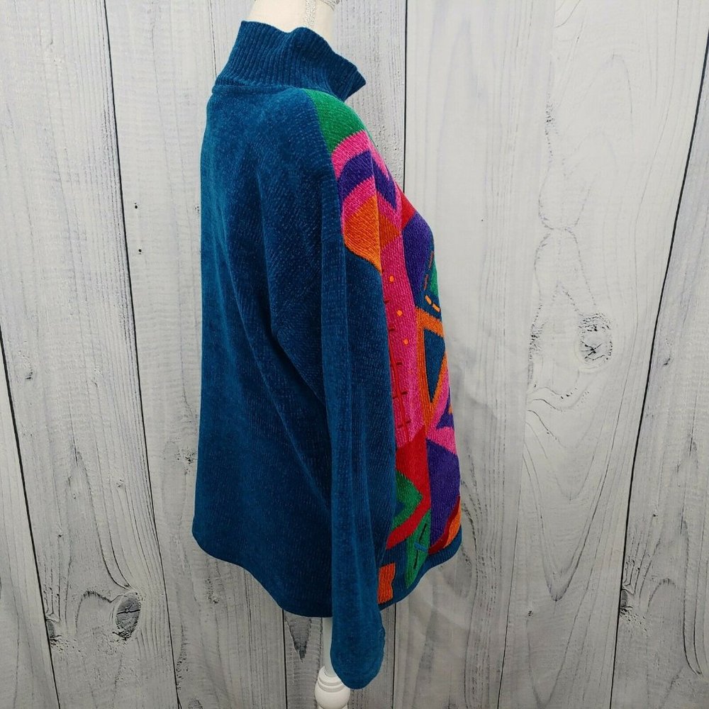 Vintage 80s Sweater Multicolor Shapes Geometric - Picture 6 of 7